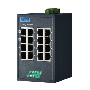 Advantech EKI-5526I-PN 16FE valdomas Ethernet komutatorius, palaikantis PROFINET, -40~75 ℃ Advantech EKI-5526I-PN 16FE valdomas Ethernet komutatorius, palaikantis PROFINET, -40~75 ℃