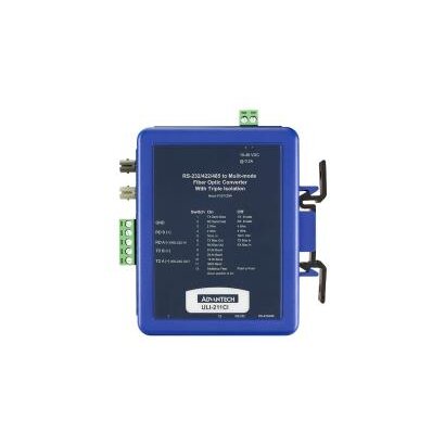 Advantech BB-FOSTCDRI ULI-211CI – Trigubai izoliuotas RS-232 / 422 / 485 (gnybtų blokas) į daugiamodį šviesolaidį (ST jungtys) keitiklis, montuojamas ant DIN bėgelio