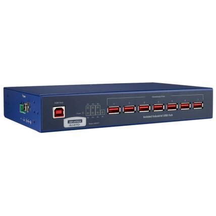 Advantech BB-UHR307 ULI-417CI – Pramoninis izoliuotas USB 2.0 šakotuvas, 7 prievadai, tvirtai fiksuojamos jungtys