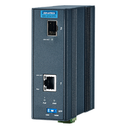 Advantech EKI-2741FPI 1GE PoE / SFP injektorius, IEEE802.3af/at, 24~48 V DC, -40~75 ℃ Advantech EKI-2741FPI 1GE PoE / SFP injektorius, IEEE802.3af/at, 24~48 V DC, -40~75 ℃