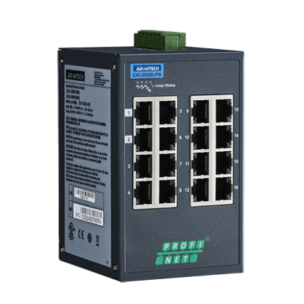 Advantech EKI-5526I-PN 16FE valdomas Ethernet komutatorius, palaikantis PROFINET, -40~75 ℃ 1