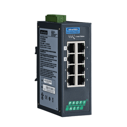 Advantech EKI-5528-PNMA 8FE valdomas Ethernet komutatorius, palaikantis PROFINET MRP Manager 1