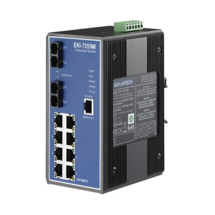 Advantech EKI-7559MI 8FE+2FE SC daugiamodis valdomas Ethernet komutatorius, -40~75 ℃ 1