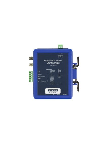 Advantech BB-FOSTCDRI ULI-211CI -Triple Isolated RS-232/422/485 (Terminal Block) to Multi-mode Fiber Converter (ST Connectors) DIN Rail Mounted 2