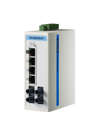 Advantech EKI-5524SSI-ST 4FE+2FE ST Single-mode Unmanaged Ethernet Switch, ATEX/C1D2, -40~75℃ Advantech EKI-5524SSI-ST 4FE+2FE ST Single-mode Unmanaged Ethernet Switch, ATEX/C1D2, -40~75℃