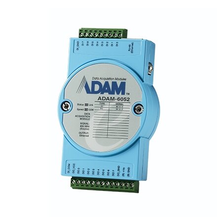 Advantech ADAM-6052 8 DI / 8 DO (source tipo) IoT Modbus / SNMP / MQTT Ethernet nuotolinio įvesties / išvesties modulis