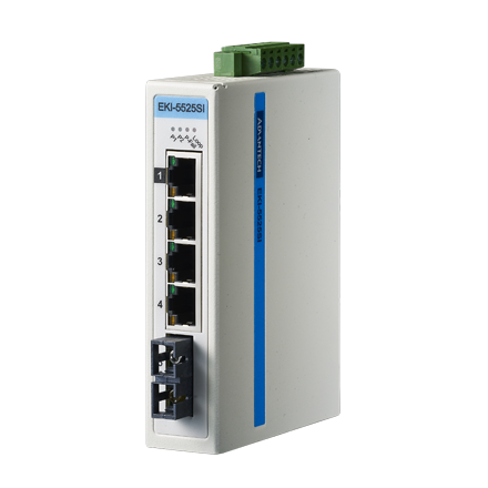 Advantech EKI-5525SI 4FE+1FE SC vienamodis nevaldomas Ethernet komutatorius, ATEX/C1D2, -40~75 ℃