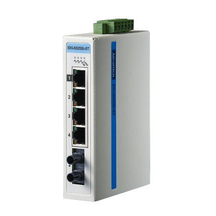 Advantech EKI-5525SI-ST 4FE+1FE ST vienamodis nevaldomas Ethernet komutatorius, ATEX/C1D2, -40–75 °C