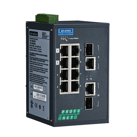 Advantech EKI-5629CI-PN 8FE+2G „Combo“ valdomas Ethernet komutatorius, palaikantis „PROFINET“, -40~75 ℃ 1