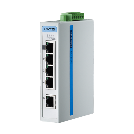 Advantech EKI-5725I 5 GE nevaldomas eterneto komutatorius, ATEX / C1D2, -40–75 °C