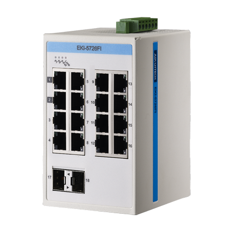 Advantech EKI-5726FI 16GE+2G SFP nevaldomas Ethernet komutatorius, ATEX/C1D2, -40~75 ℃