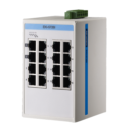 Advantech EKI-5726I 16GE nevaldomas Ethernet komutatorius, ATEX/C1D2, -40~75 ℃