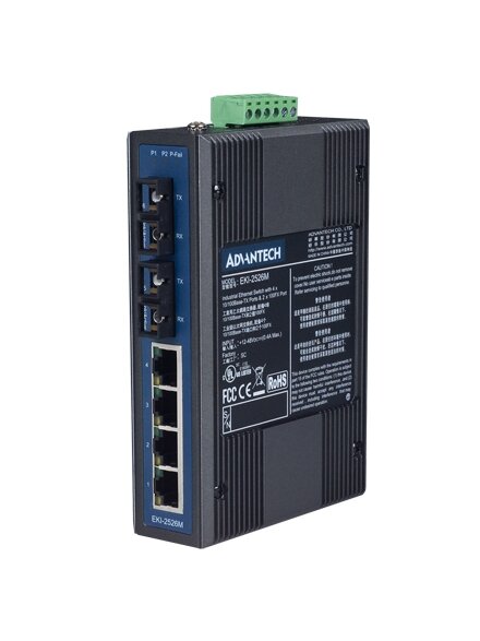 Advantech EKI-2526M 4FE+2FE ST Multi-mode Unmanaged Ethernet Switch 1