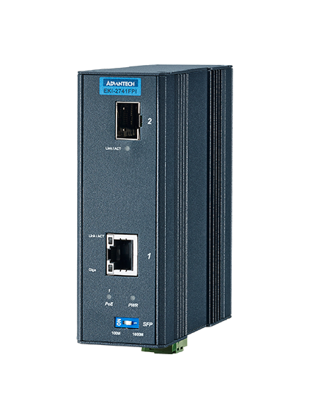 Advantech EKI-2741FPI 1GE PoE, SFP Injector ,IEEE802.3af/at, 24~48VDC, -40~75℃