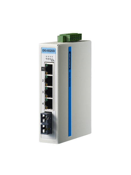 Advantech EKI-5525SI 4FE+1FE SC Single-mode Unmanaged Ethernet Switch, ATEX/C1D2, -40~75℃