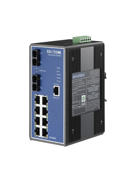 Advantech EKI-7559MI 8FE+2FE SC Multi-mode Managed Ethernet Switch, -40~75℃ 1