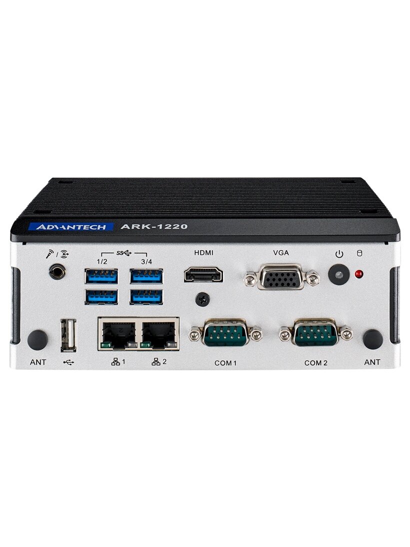 Advantech ARK-1220F Intel Atom E3940 QC SoC with isolated GbE, COM and DIO ports DIN-Rail Fanless Box PC