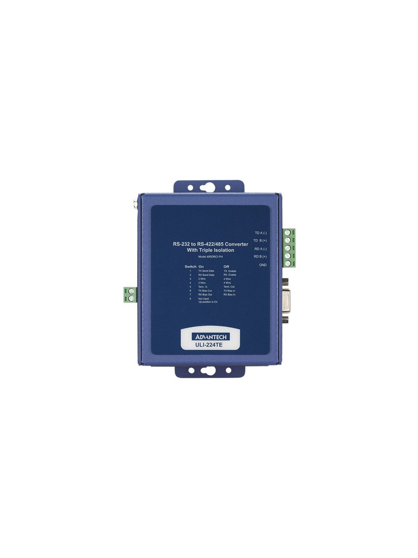 Advantech BB-485DRCI-PH ULI-224TE - Heavy Industrial RS-232 (DB9 Female to RS-422/485 (Terminal Block) Converter, DIN Mount, Metal Chassis 1