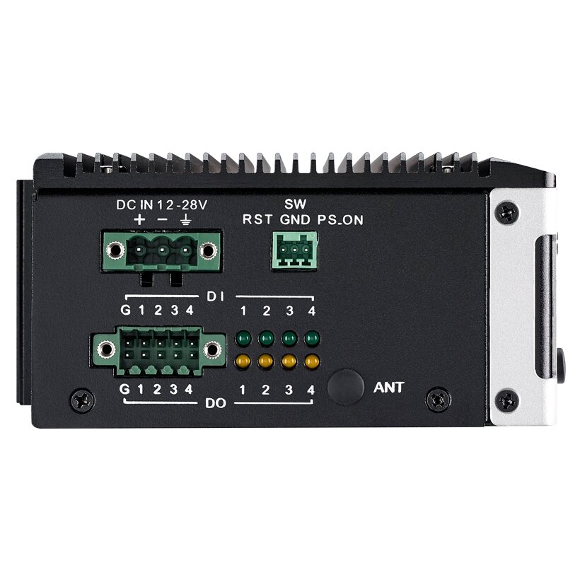 Advantech ARK-1220F DIN-Rail neventiliuojamas Box kompiuteris, Intel Atom E3940 QC SoC su izoliuotais GbE, COM ir DIO prievadais 1