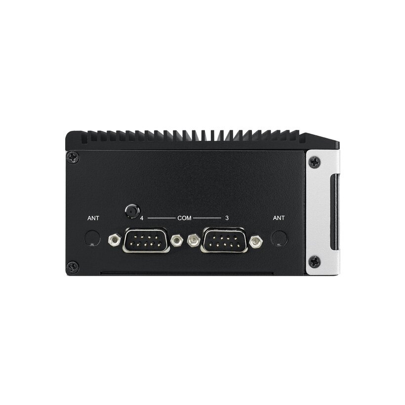Advantech ARK-1222 Intel N97 ir x7433RE keturių branduolių kompiuterinis procesorius su dviem HDMI, dviem LAN, keturiais COM prievadais, skirtas kompiuteriui, neventiliuojamas ant DIN bėgelio 2