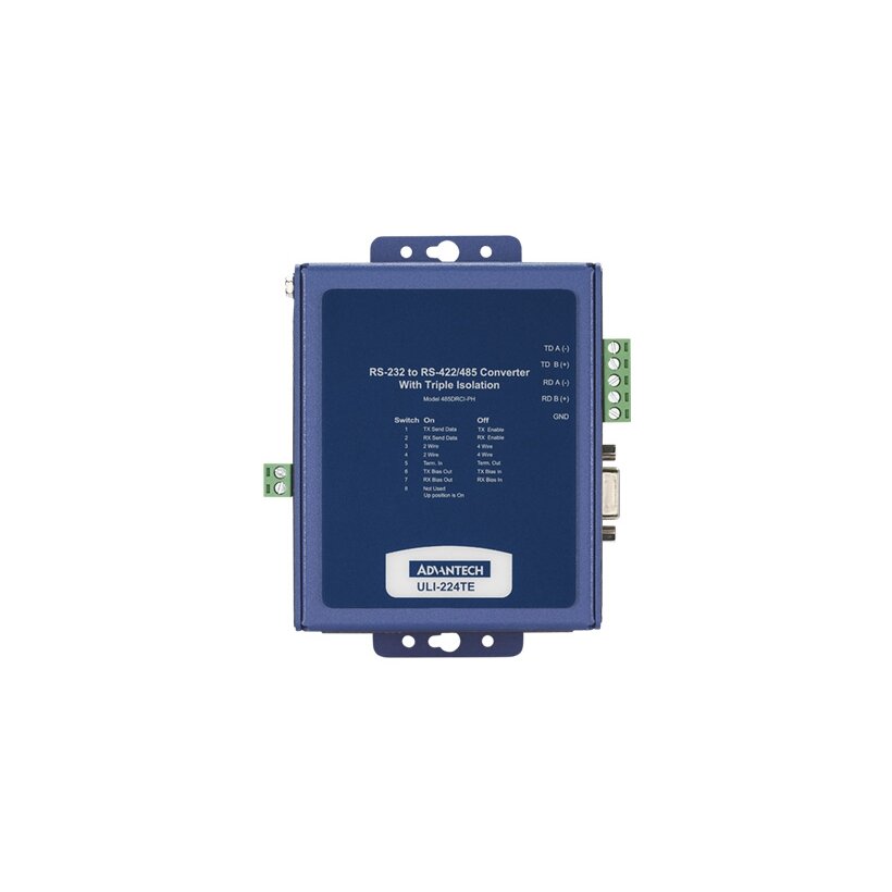Advantech BB-485DRCI-PH ULI-224TE - Pramoninis RS-232 (DB9 moteriškoji jungtis) į RS-422/485 (terminalo blokas) keitiklis, DIN tvirtinimas, metalinis korpusas 1