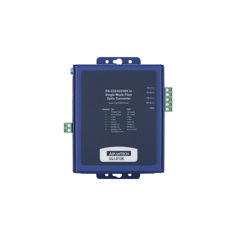 Advantech BB-FOSTCDRI-PH-SC ULI-213E - Pramoninis RS-232/422/485 (terminalo blokas) į vienmodžio šviesolaidį (SC jungtis), metalinis korpusas, montuojamas ant skydelio 2