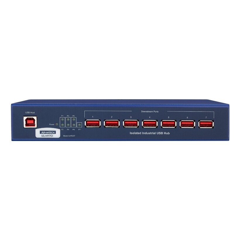 Advantech BB-UHR307 ULI-417CI – Pramoninis izoliuotas USB 2.0 šakotuvas, 7 prievadai, tvirtai fiksuojamos jungtys 1