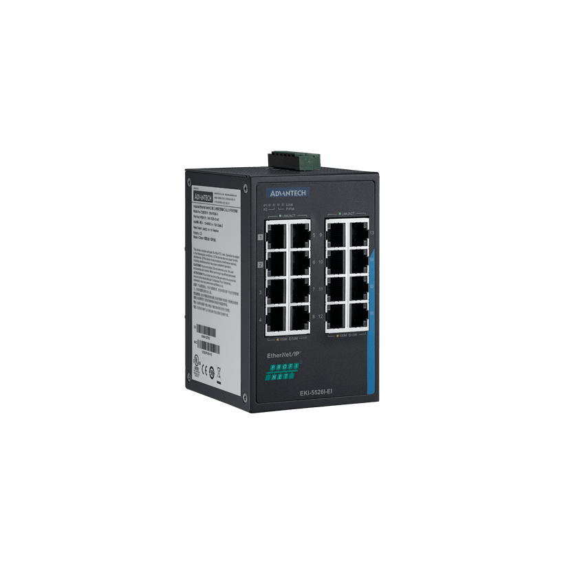 Advantech EKI-5526I-EI 16FE valdomas Ethernet komutatorius, palaikantis įvairius pramoninius protokolus, -40~75 ℃ 2