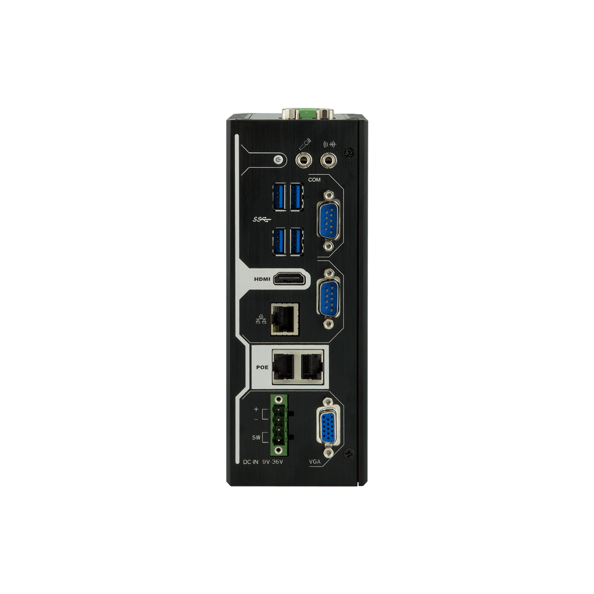 ARBOR ARES-5310 Beventiliatorė ant DIN bėgelio montuojama įterptinė (embedded) sistema, Intel Atom x7 / Celeron 1