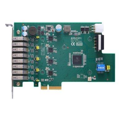 Axiomtek AX92321 – 4/8 prievadų USB 3.0 PCI Express plokštė su 4 nepriklausomais pagrindiniais valdikliais