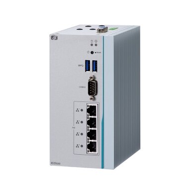 Axiomtek ICO320-83C – ant DIN bėgelio montuojamas įterptinis (embedded) nevetiliuojamas kompiuteris su Intel Celeron N3350 procesoriumi