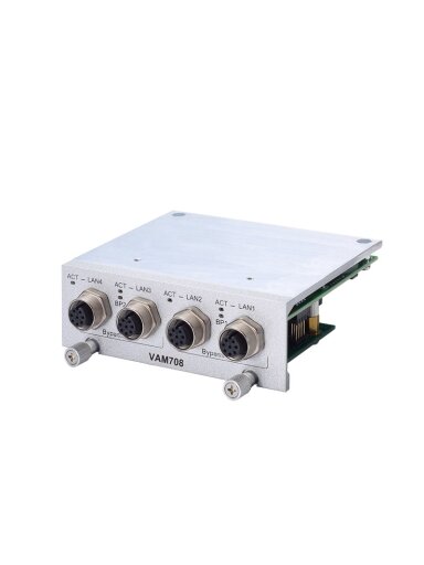 Axiomtek VAM708 – Value-added Module with 4 M12 A-coded GbE LAN Ports Axiomtek VAM708 – Value-added Module with 4 M12 A-coded GbE LAN Ports