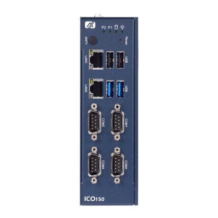 Axiomtek ICO150 – ant DIN bėgelio montuojamas įterptinis (embedded) nevetiliuojamas kompiuteris su Intel Atom x7433RE procesoriumi 2