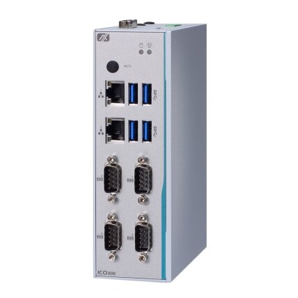 Axiomtek ICO300-83B – ant DIN bėgelio montuojamas įterptinis (embedded) nevetiliuojamas kompiuteris su Intel Celeron N3350/Pentium N4200 procesoriumi