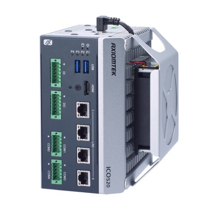 Axiomtek ICO520 – ant DIN bėgelio montuojamas įterptinis (embedded) nevetiliuojamas kompiuteris su 12 kartos Intel Core i7/i5/i3 arba Celeron procesoriumi 2