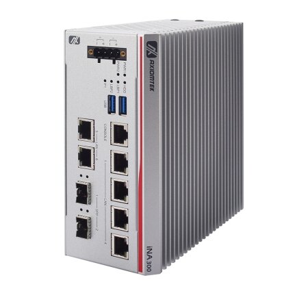 Axiomtek iNA300 – ant DIN bėgelio montuojamas kibernetinio saugumo Gateway su Intel Atom x7433RE procesoriumi