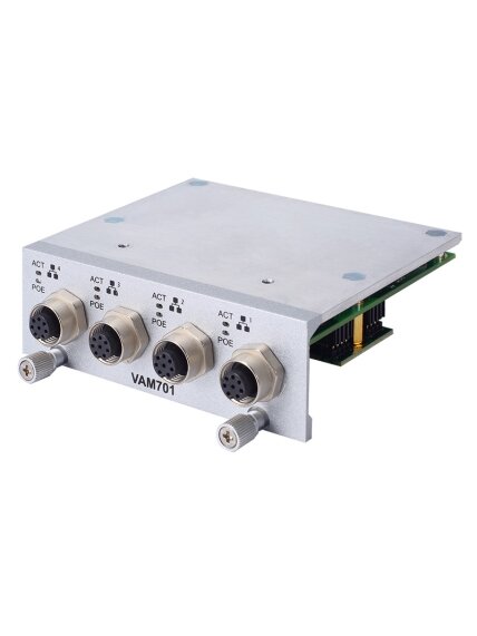 Axiomtek VAM700/VAM701 – Value-added Module with 4 M12 A-coded GbE LAN Ports (PoE Optional) 1