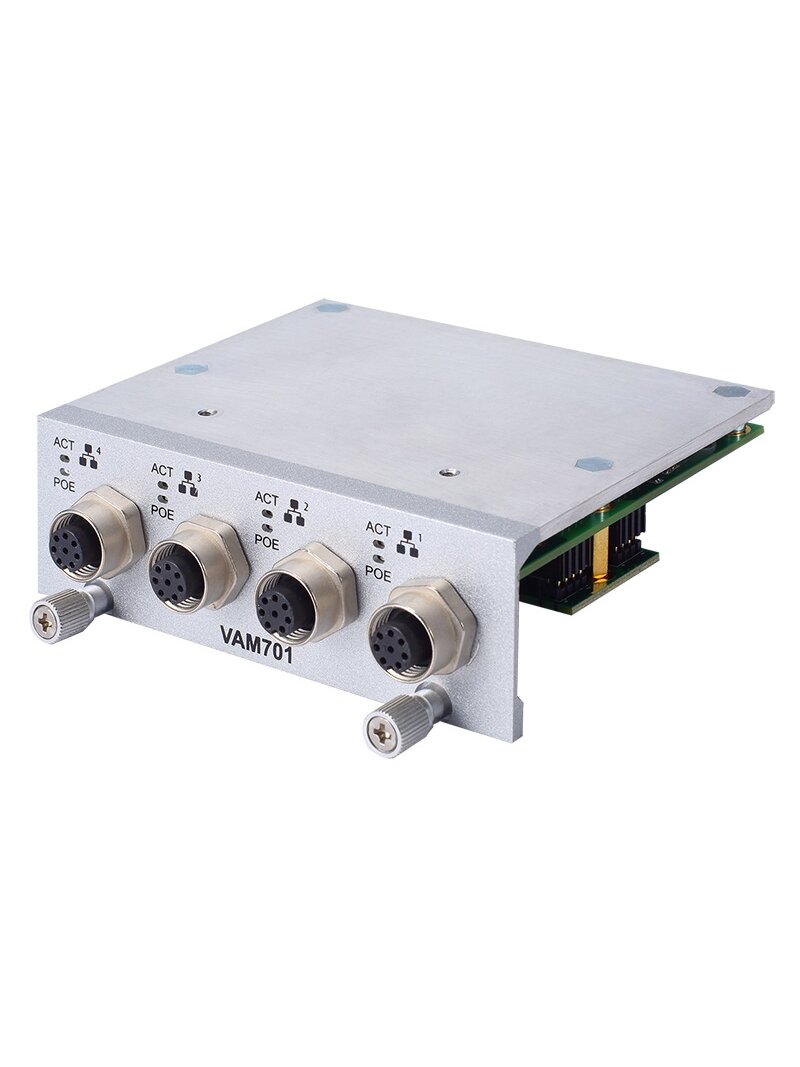 Axiomtek VAM700/VAM701 – Value-added Module with 4 M12 A-coded GbE LAN Ports (PoE Optional) 1