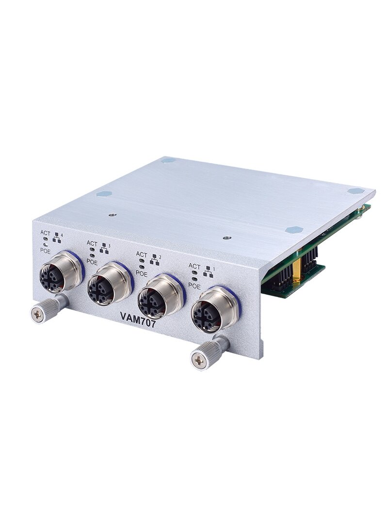 Axiomtek VAM706/VAM707 – Value-added Module with 4 M12 X-coded GbE LAN Ports (PoE Optional) 1