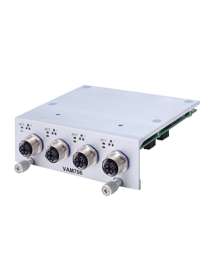 Axiomtek VAM706/VAM707 – Value-added Module with 4 M12 X-coded GbE LAN Ports (PoE Optional)