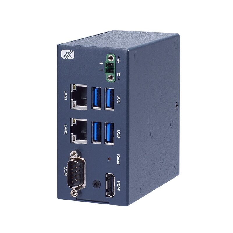 Axiomtek ICO110 – ant DIN bėgelio montuojamas įterptinis (embedded) nevetiliuojamas kompiuteris su Intel Celeron N3350 procesoriumi