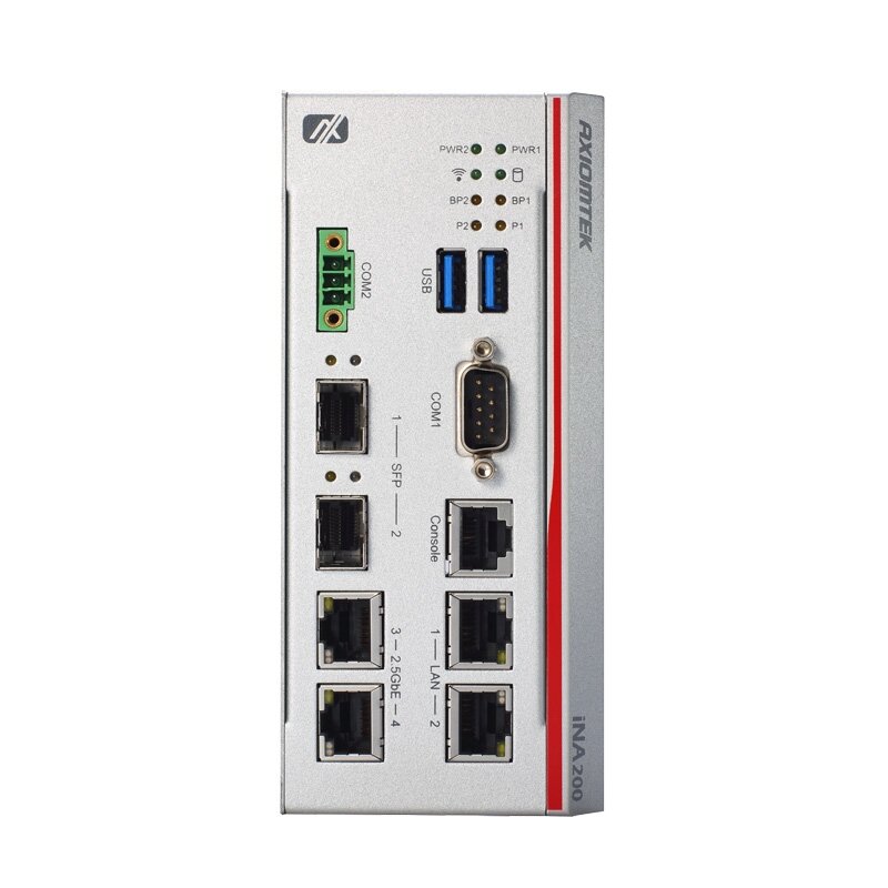 Axiomtek iNA200 – ant DIN bėgelio montuojamas kibernetinio saugumo Gateway su Intel Atom x6212RE/x6414RE procesoriumi 1