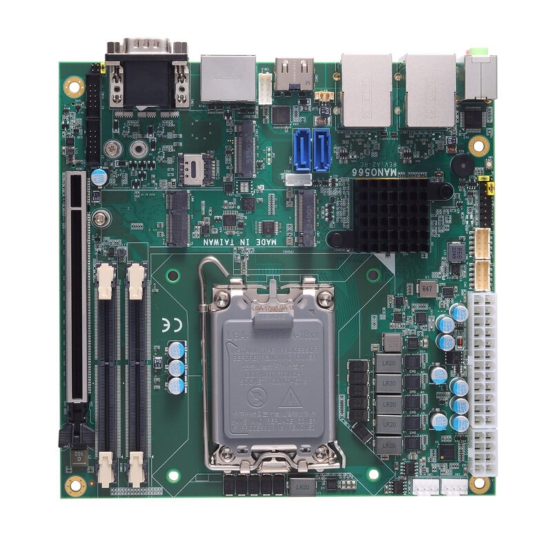 Axiomtek MANO566 – Mini-ITX SBC kompiuteris su 14/13/12 kartos Intel Core procesoriumi, Intel Q670E/R680E/H610E/H610 (LGA1700 lizdas)