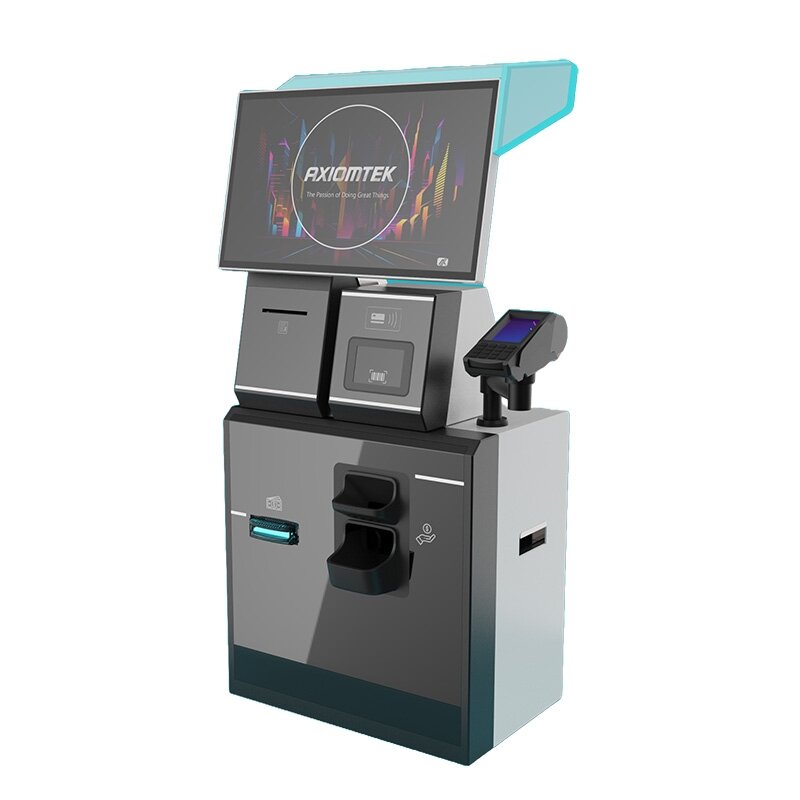 Axiomtek SSK724 – 15.6"/21.5" modulinis savitarnos terminalas (Self-Service Kiosk) su lanksčia periferinių įrenginių integracija ir mokėjimų grynaisiais bei negrynaisiais palaikymu 1