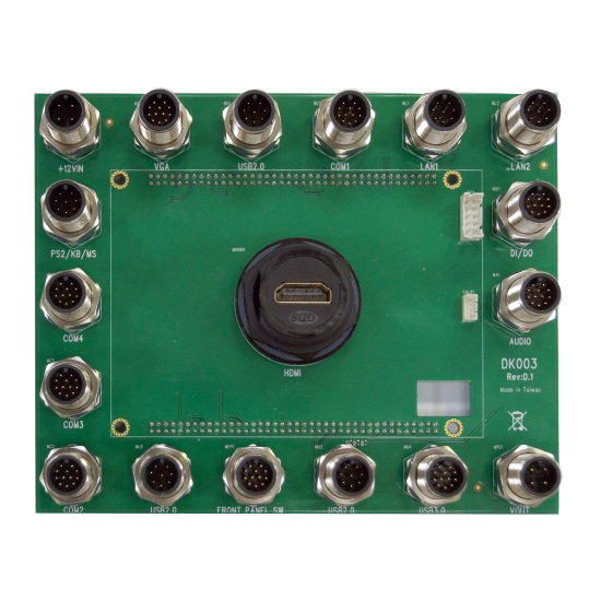 Lex System DK003 - Com nešančioji / vertinimo plokštė (Carrier / Evaluation Board) Lex System įterptinėms (Embedded) platformoms, I/O galimybėms praplėsti pramoninėje