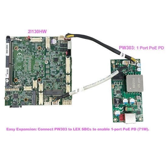 Lex System PW303 - Poe maitinimo modulis Lex System įterptinėms (Embedded) platformoms, I/O galimybėms praplėsti pramoninėje