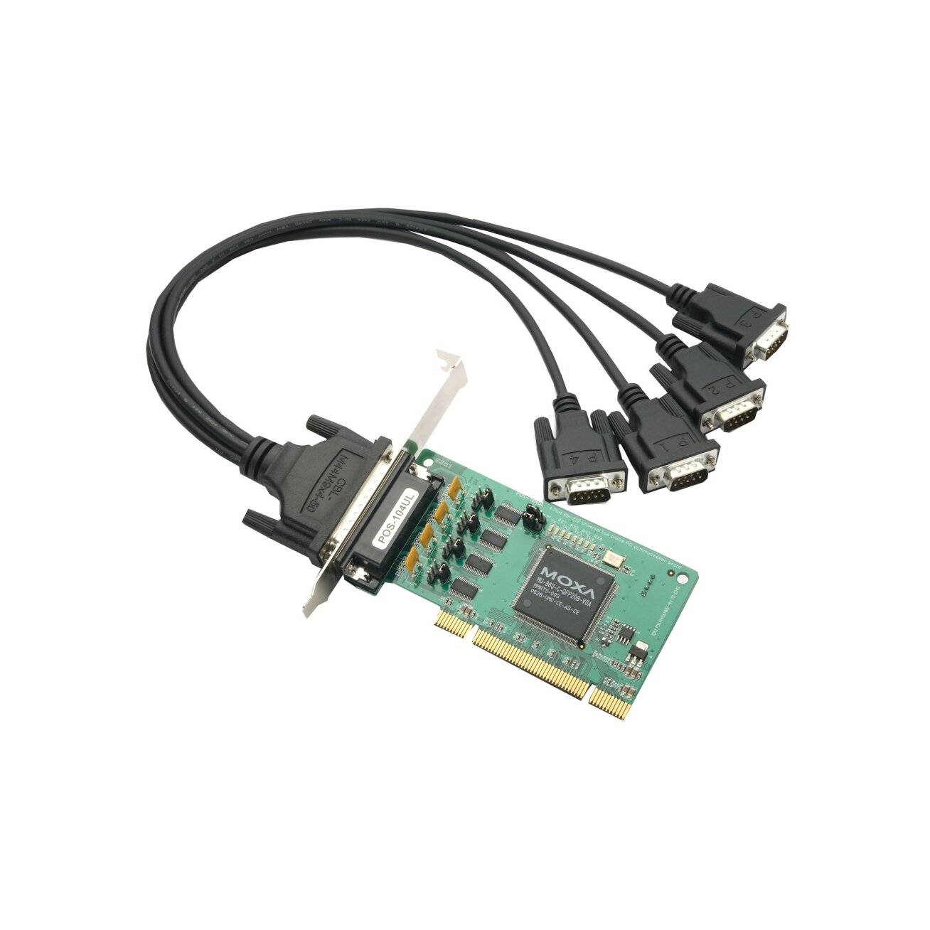 Moxa (POS-104UL-T) 4 prievadų RS-232 Žemo profilio universali PCI plokštė su nuosekliojo ryšio prievadas maitinimas, Darbinė temperatūra: -40...85 °C 3