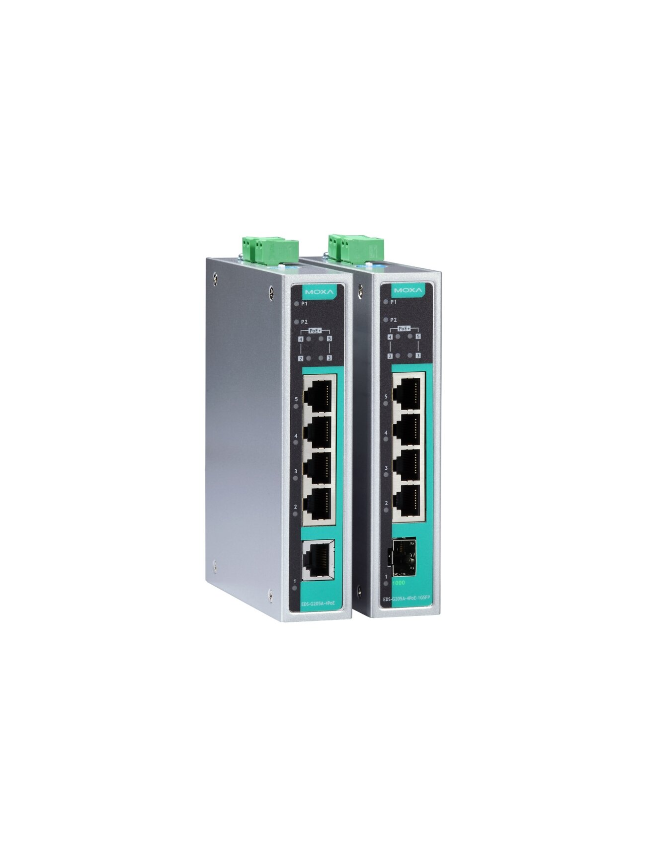 Moxa (EDS-G205A-4PoE-1GSFP-T) Unmanaged Gigabit PoE switch with 4 PoE 10/100/1000BaseT(X) ports, 1 1000BaseX (SFP slot) port, -40 to 75°C operating temperature 2 Moxa (EDS-G205A-4PoE-1GSFP-T) Unmanaged Gigabit PoE switch with 4 PoE 10/100/1000BaseT(X) ports, 1 1000BaseX (SFP slot) port, -40 to 75°C operating temperature 2