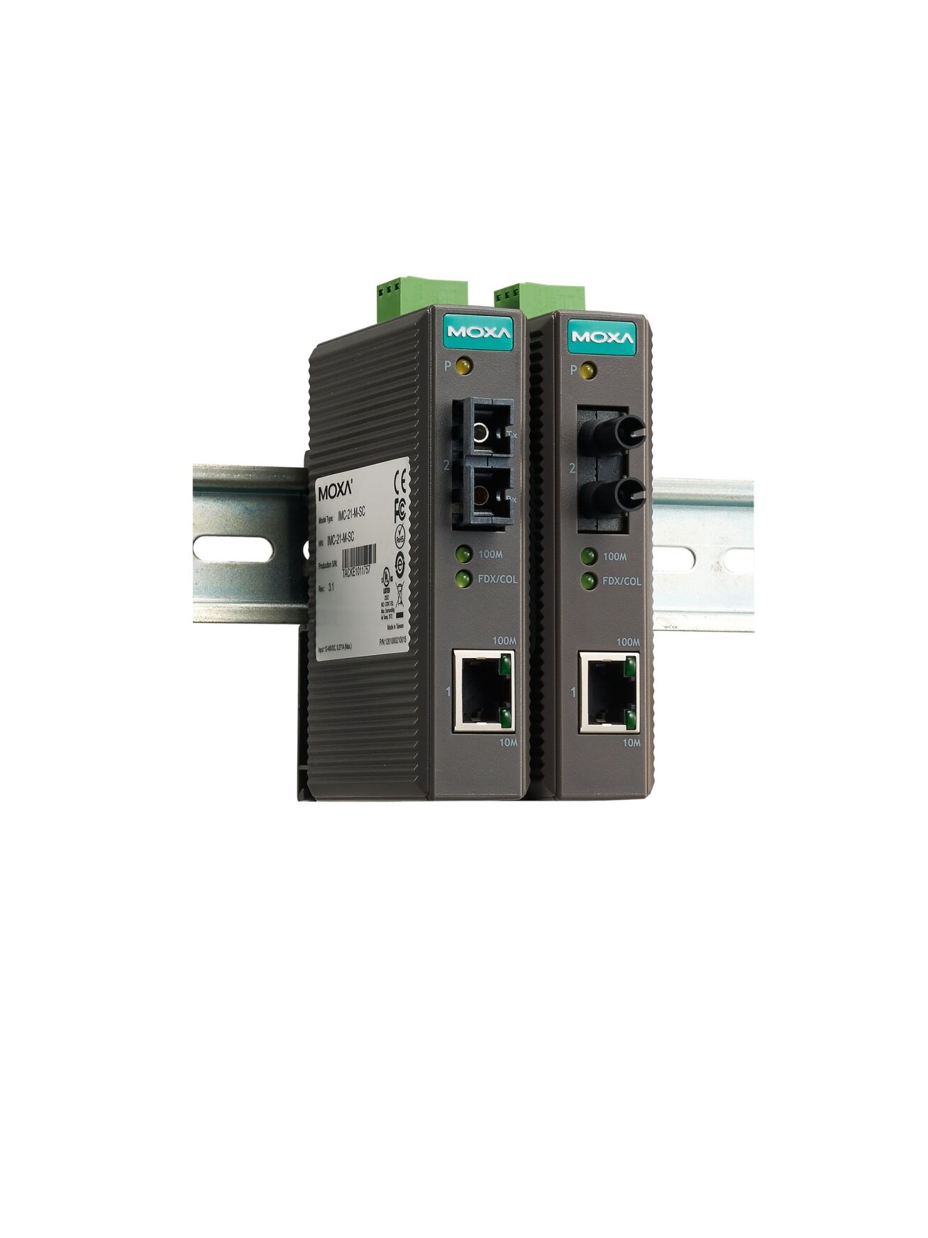 Moxa (IMC-21-M-ST) Industrial 10/100BaseT(X) to 100BaseFX media converter, multi-mode, ST connector 2
