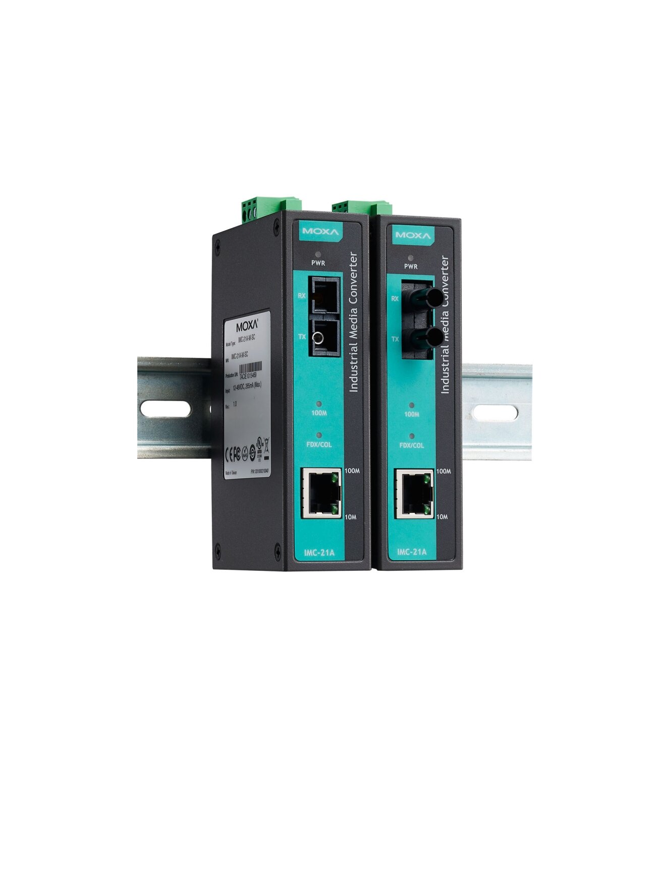 Moxa (IMC-21A-S-SC) Industrial 10/100BaseT(X) to 100BaseFX media converter, single-mode, SC fiber connector, -10 to 60°C operating temperature 2